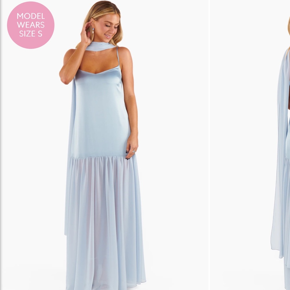 Dalia Maxi Dress in steel blue luxe satin - Picture 3 of 8